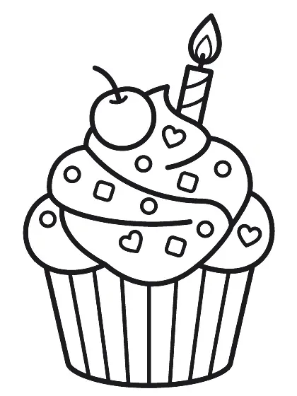 Party cupcake, a colouring page