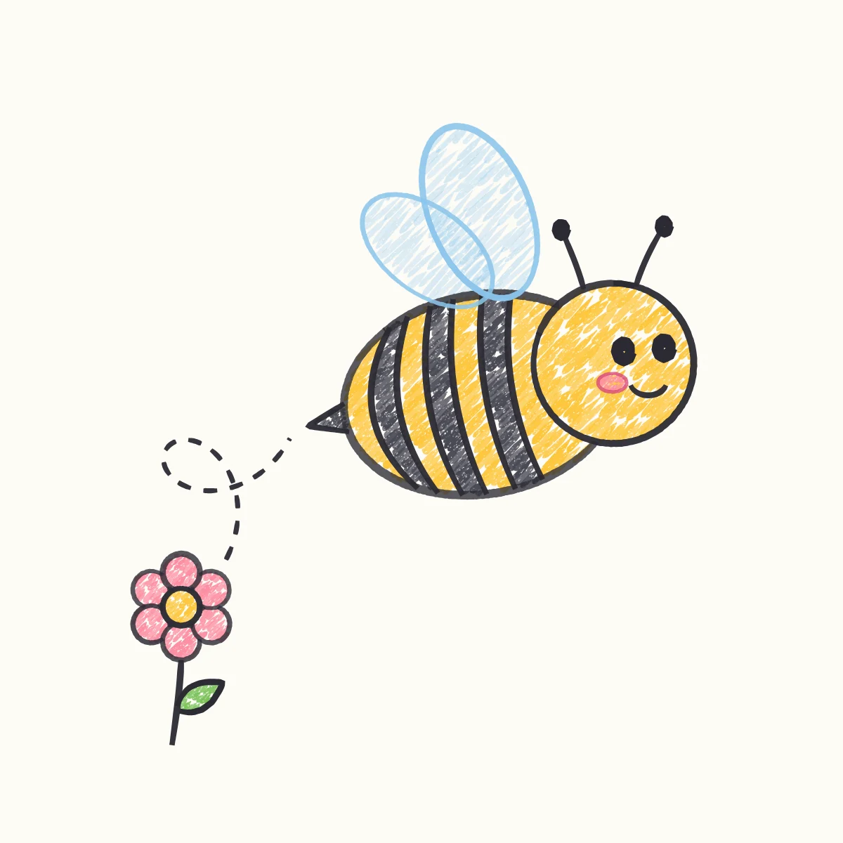 Busy Bee, the finished drawing