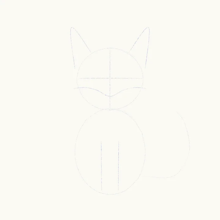 Step 2: Ears, face lines and legs