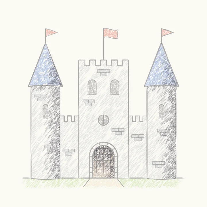 Step 7: Round towers, flat walls