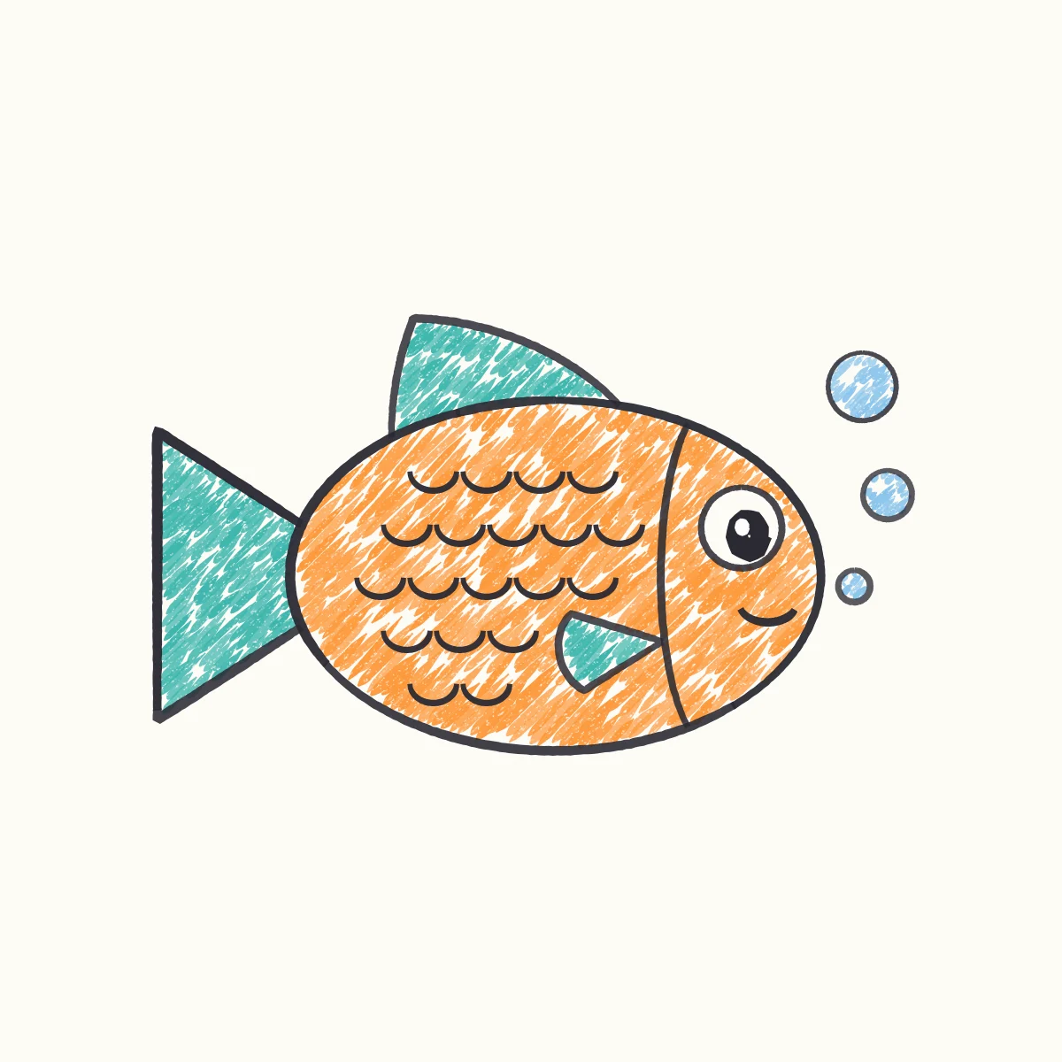 Friendly Fish, the finished drawing