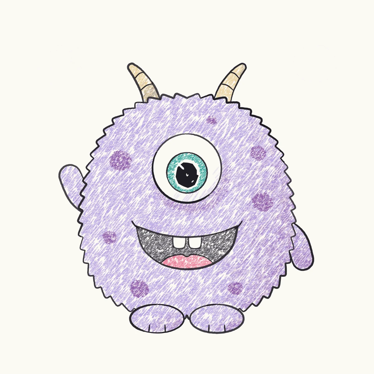 Friendly Monster, the finished drawing
