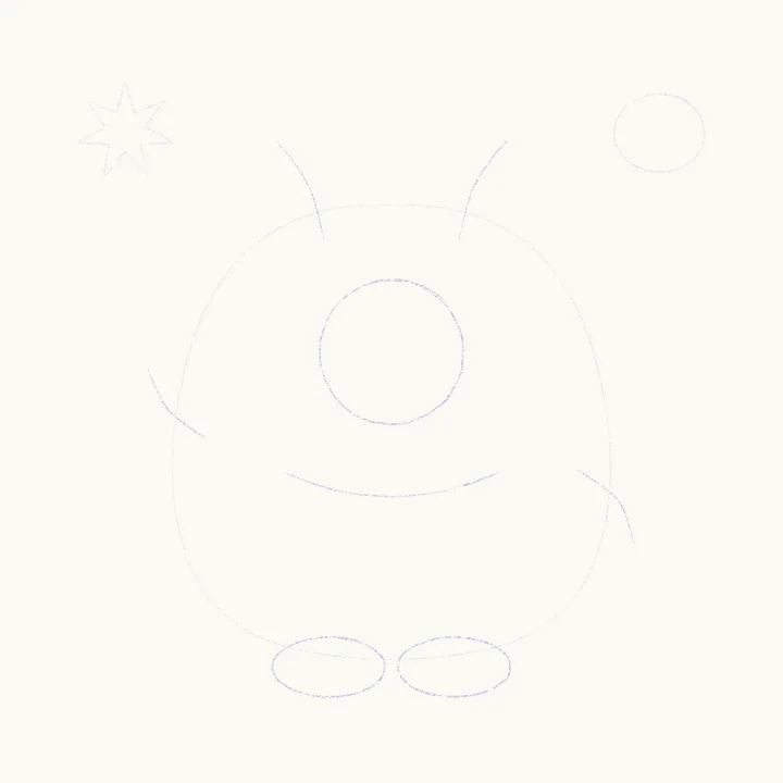 Step 2: Eye, horns, smile, arms and feet