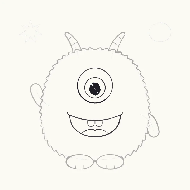 Step 4: A big eye and a toothy smile