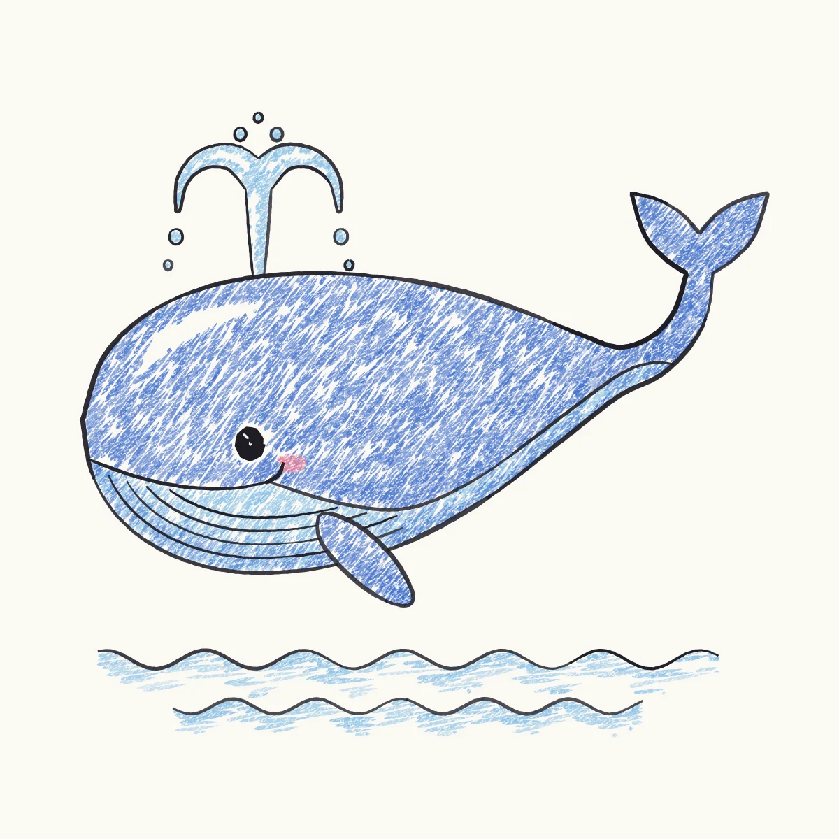 Happy Whale, the finished drawing