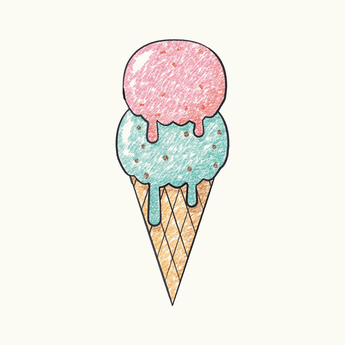 Ice Cream Cone, the finished drawing