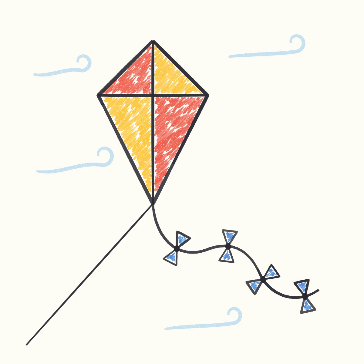Kite in the Wind, the finished drawing