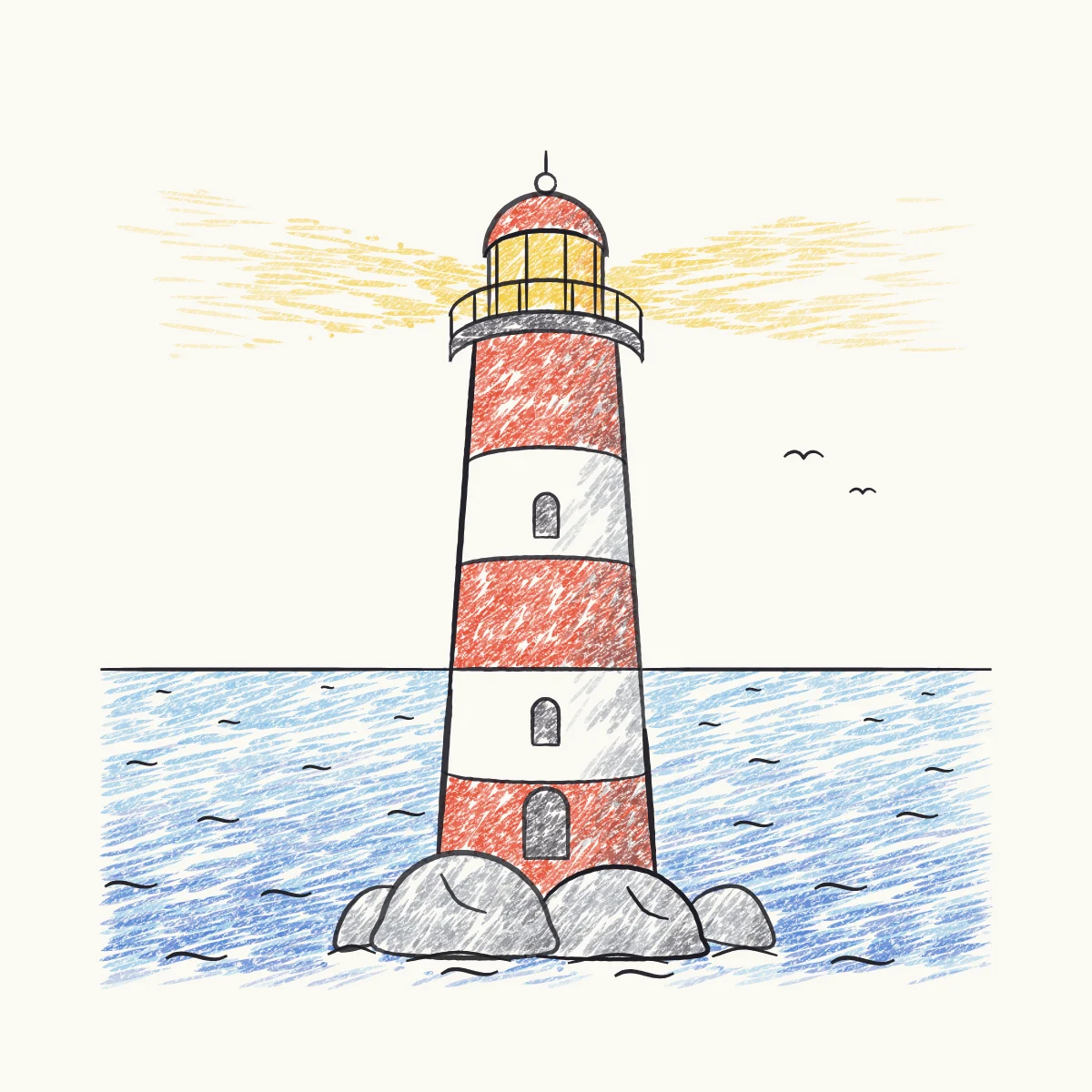 Lighthouse by the Sea, the finished drawing