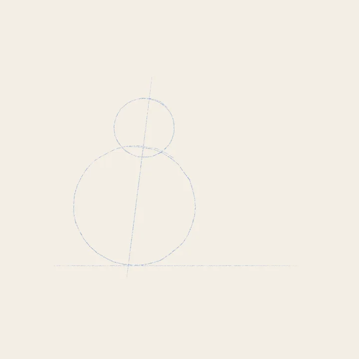 Step 1: An axis and two spheres