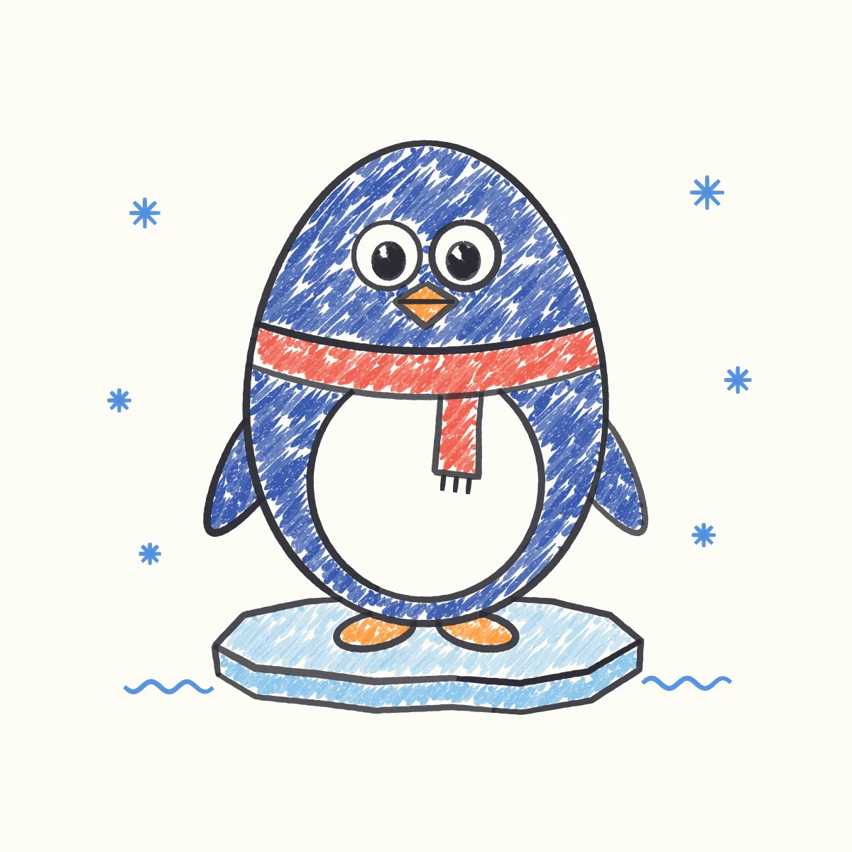 Today’s Daily Doodle: a penguin in a red scarf