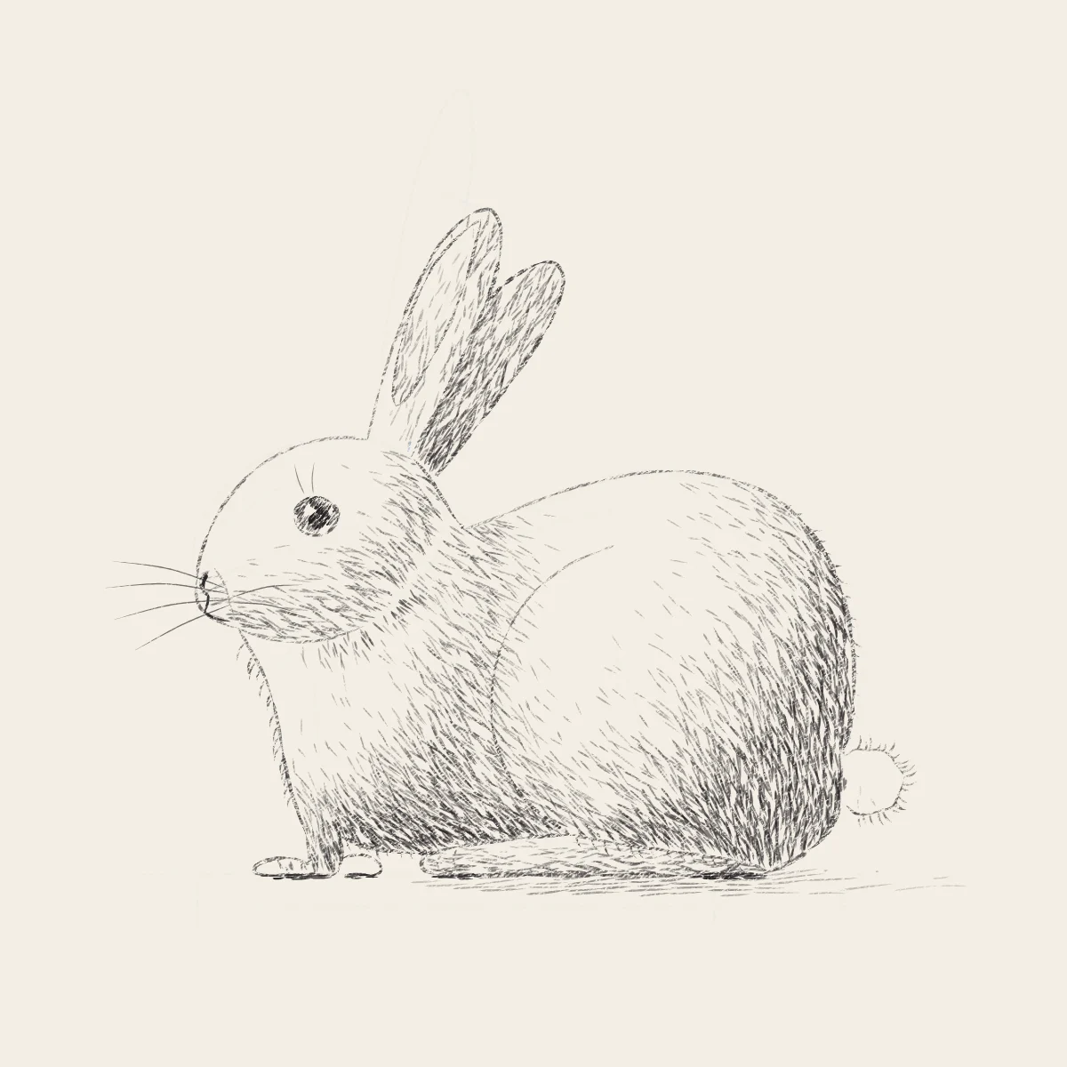 A Rabbit, Sitting, the finished drawing