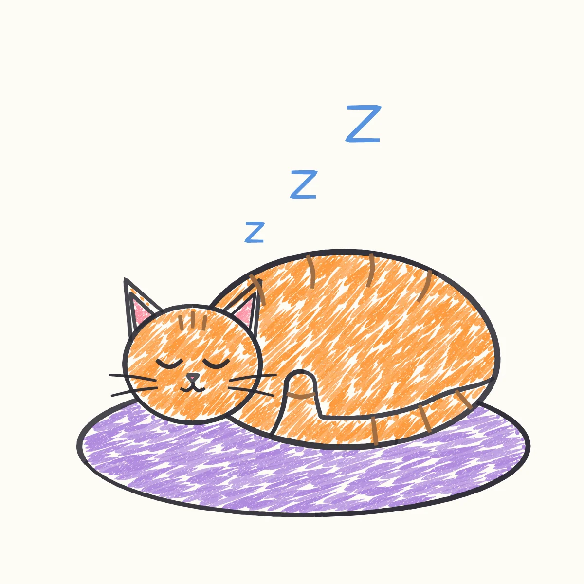 Sleepy Cat, the finished drawing