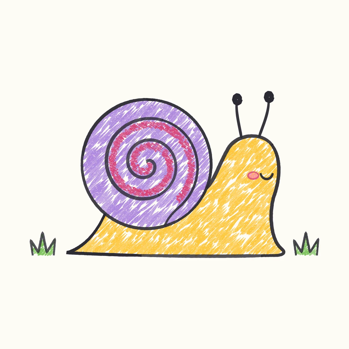 Snail on a Stroll, the finished drawing