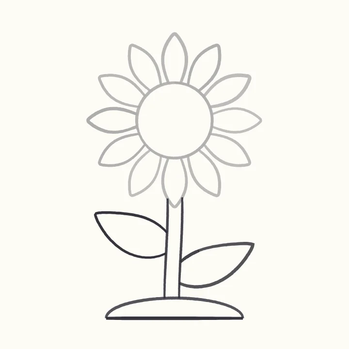 Step 4: A tall stem and two leaves