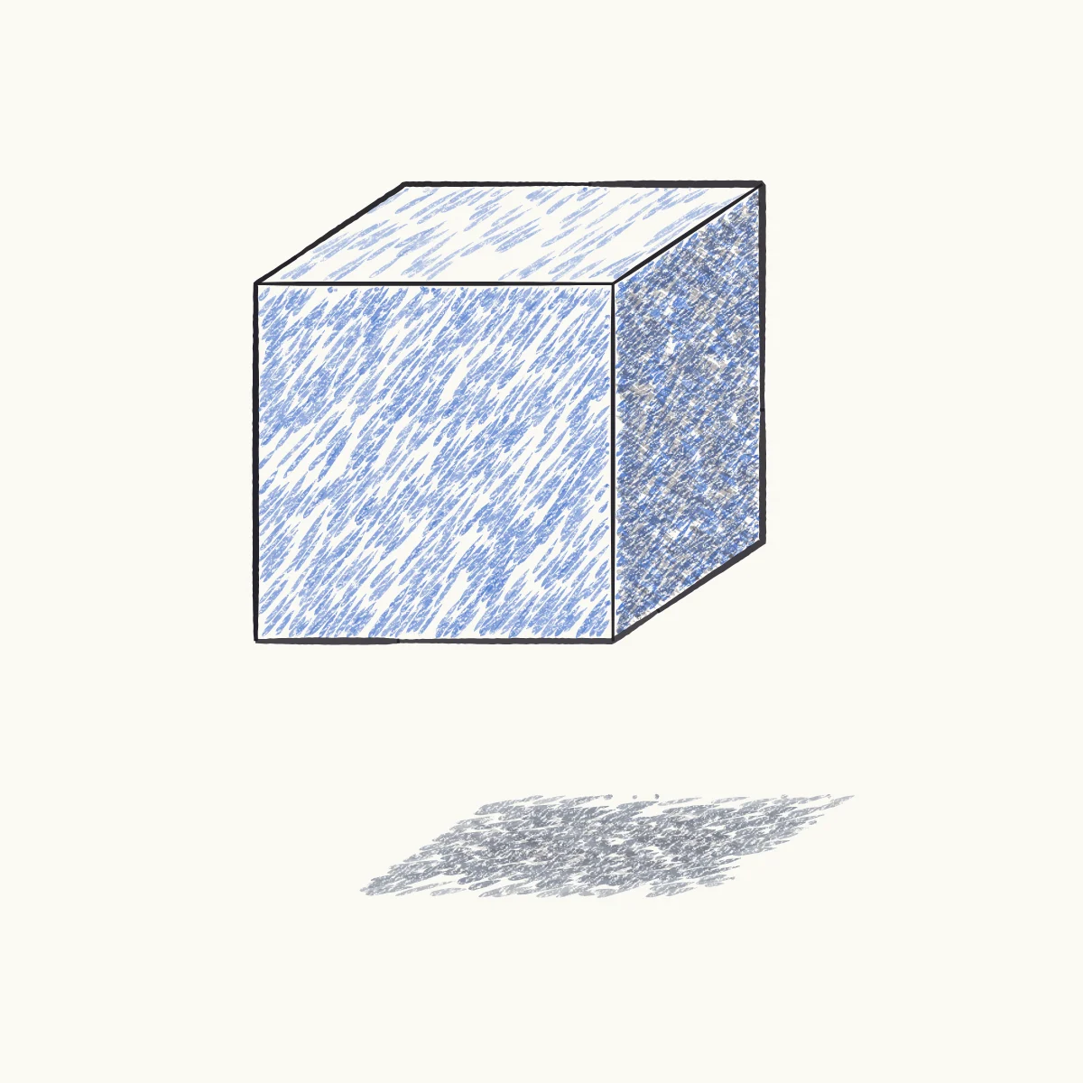 The Floating Cube, the finished drawing