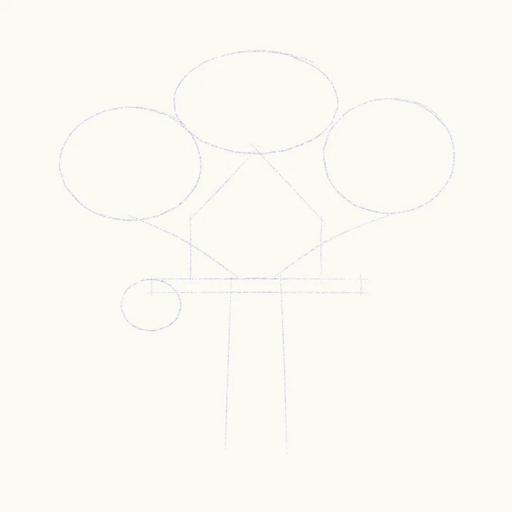 Step 1: Big shapes, lightly