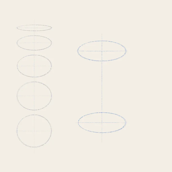 Step 4: A cylinder: axis and ends